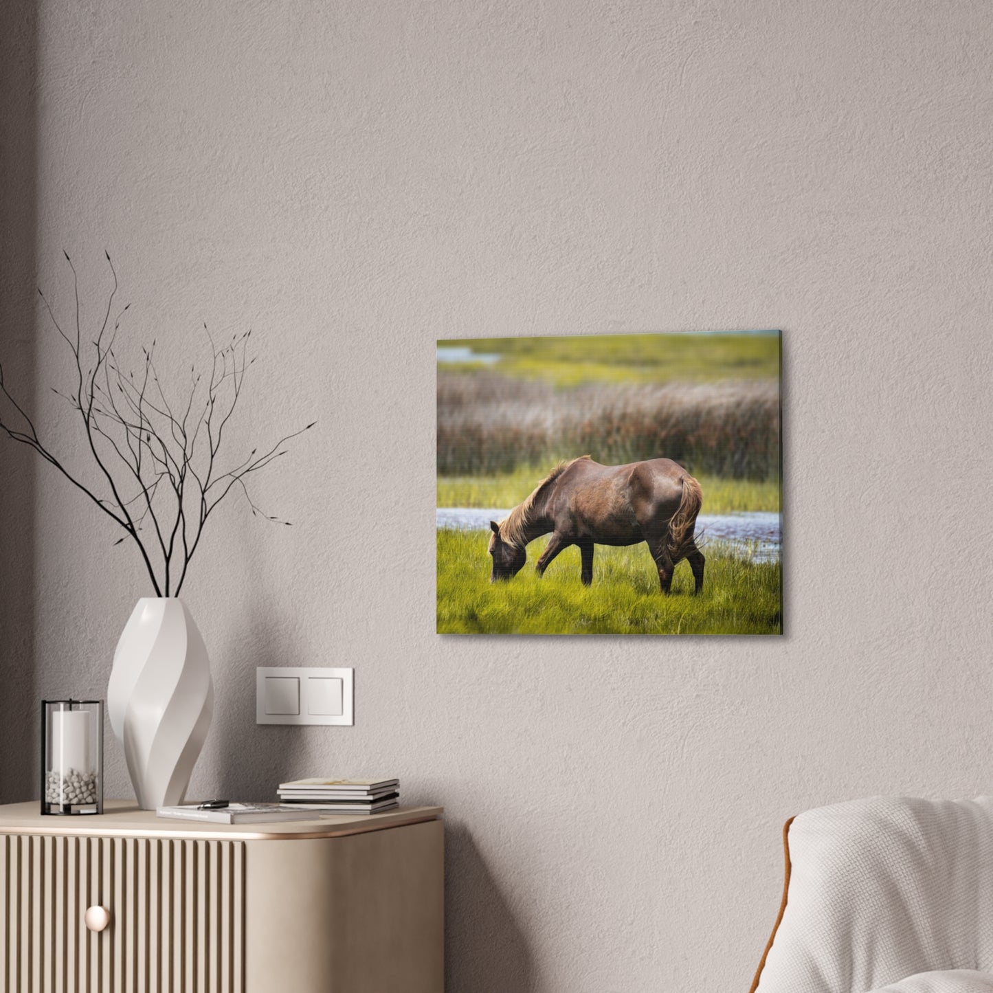 Serene Horse Canvas Art Print - 0.75" Stretched Wall Decor for Nature Lovers