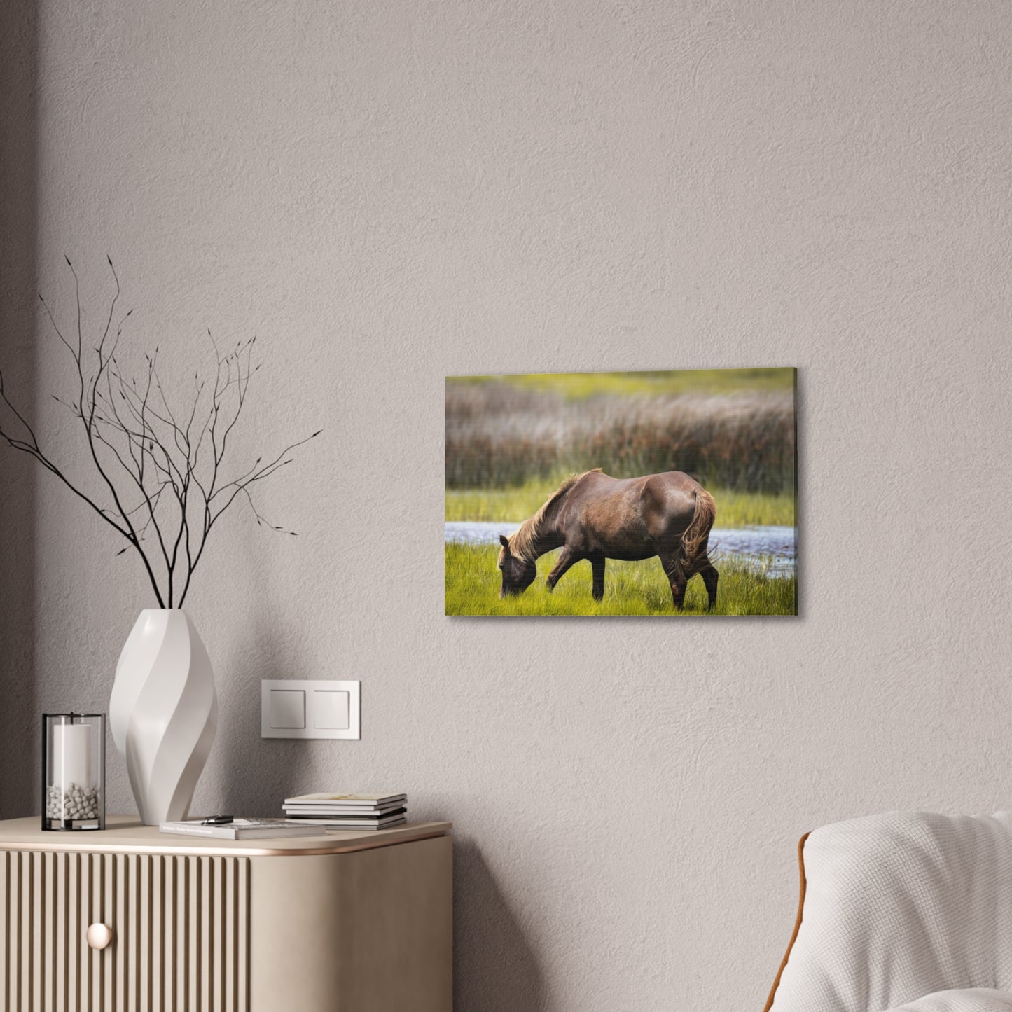 Serene Horse Canvas Art Print - 0.75" Stretched Wall Decor for Nature Lovers