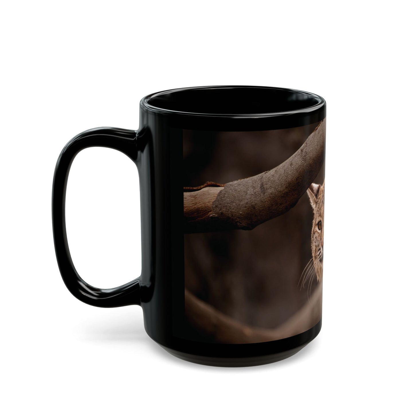 Majestic Lynx Black Mug – Perfect Gift for Animal Lovers