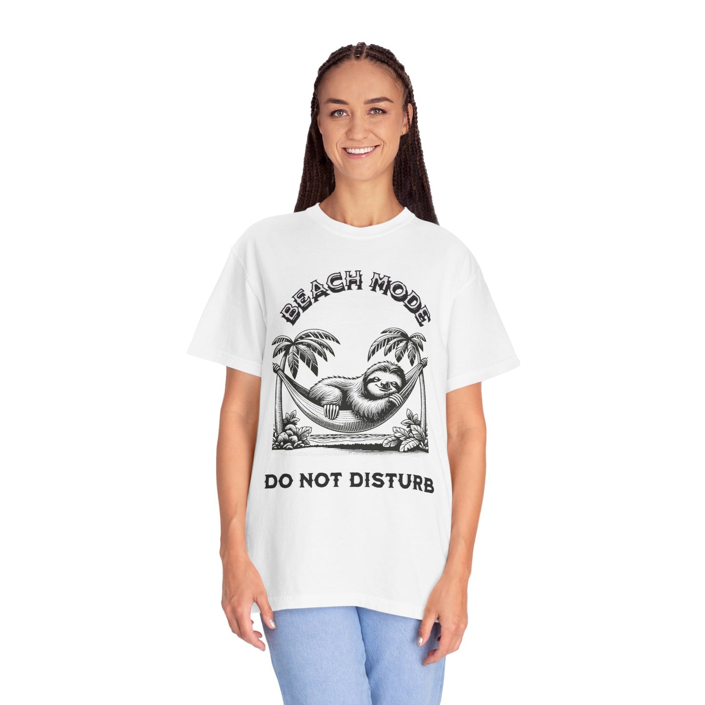 Beach Mode Sloth Garment-Dyed T-Shirt - Relaxing Vacation Vibe