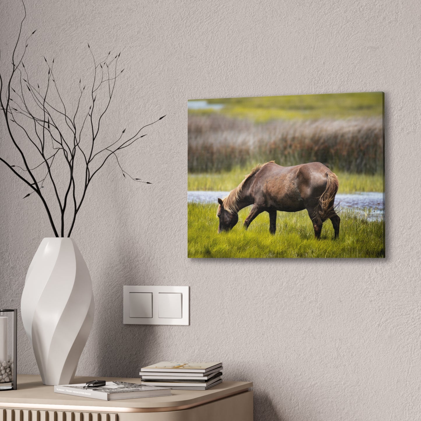 Serene Horse Canvas Art Print - 0.75" Stretched Wall Decor for Nature Lovers