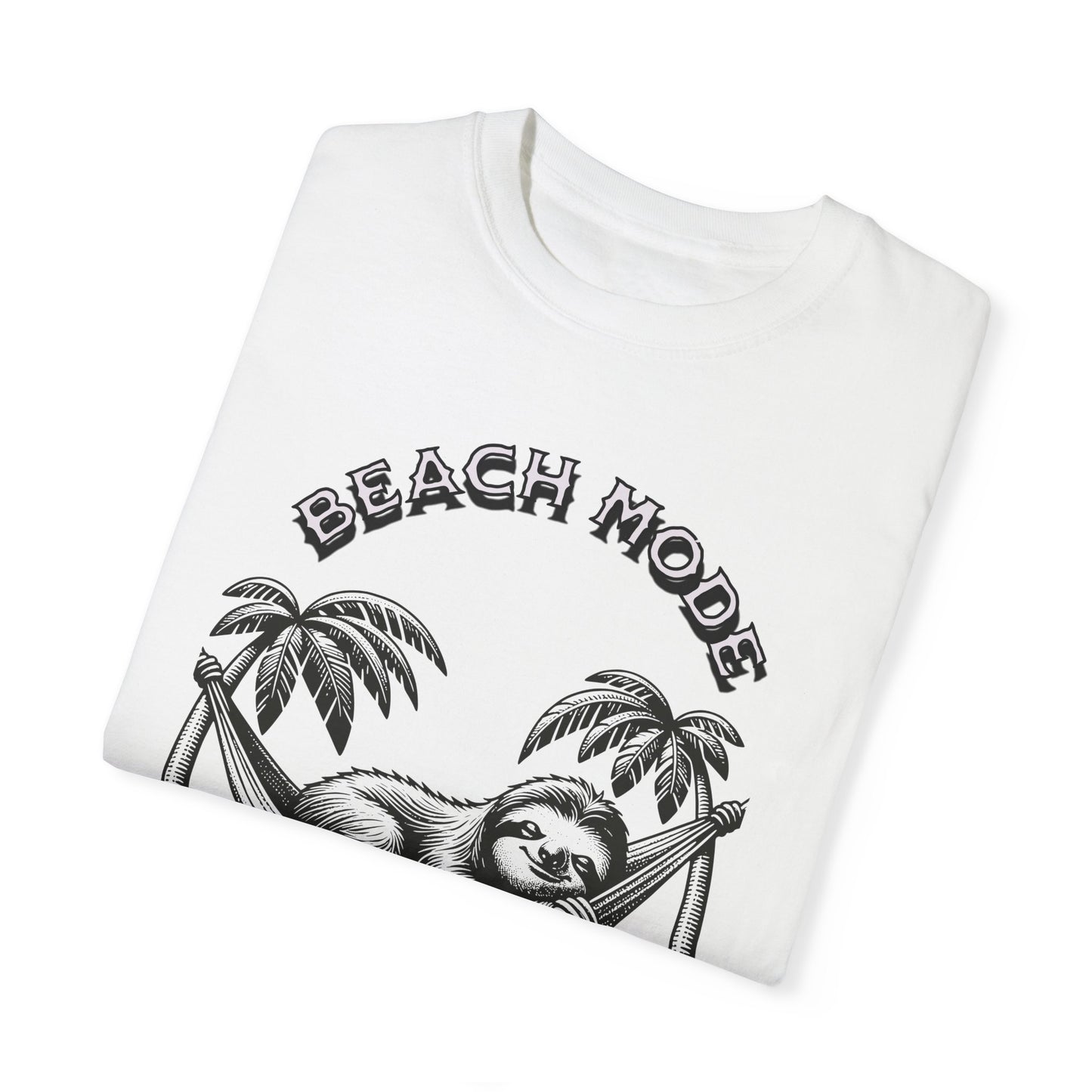 Beach Mode Sloth Garment-Dyed T-Shirt - Relaxing Vacation Vibe