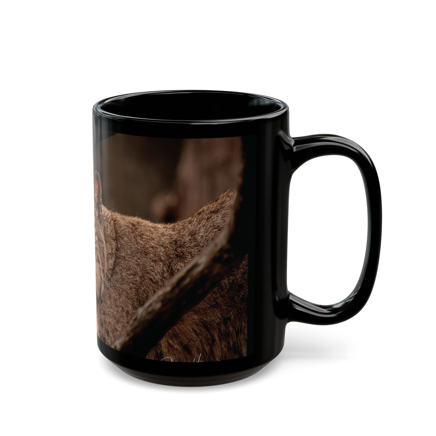 Majestic Lynx Black Mug – Perfect Gift for Animal Lovers